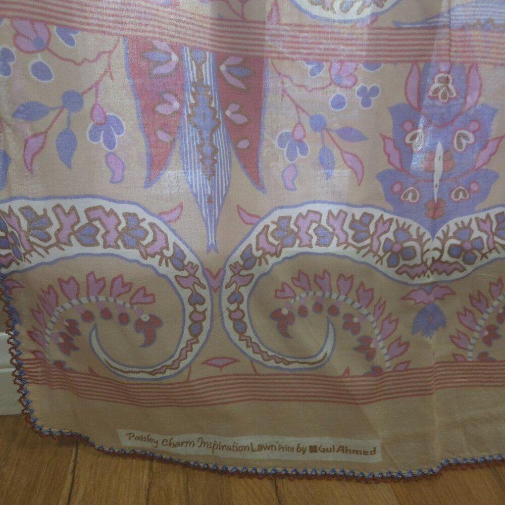 GUL  AHMED Paisley Print Angrakha Kurti Pakistani Designer Sari Saree